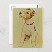 Vintager Hund Print Fox Terrier Postkarte (Vorne/Hinten)