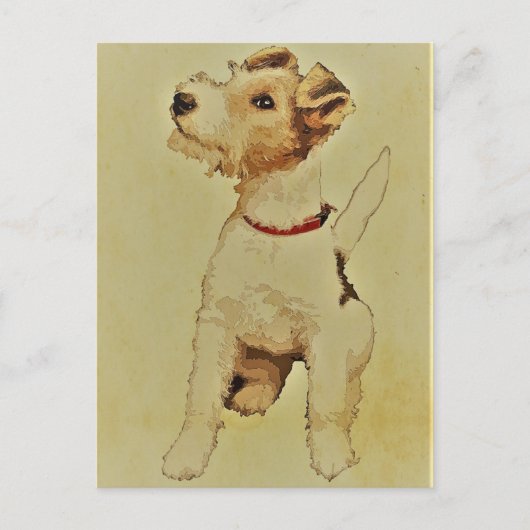 Vintager Hund Print Fox Terrier Postkarte (Vorderseite)