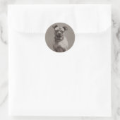 Vintager Hund Runder Aufkleber (Tasche)