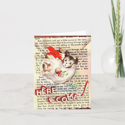 Vintager Hund Snowball Weihnachtskarte Karte (Vorderseite)