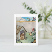 Vintager Hund und Hühner Postkarte (Stehend Vorderseite)