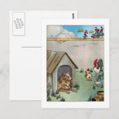 Vintager Hund und Hühner Postkarte (Vorne/Hinten)