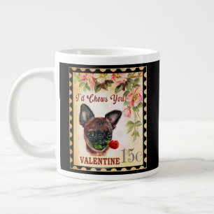 Vintager Hund von Brüssel griffon mit Rose Jumbo-Tasse