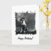 Vintager Hund zum Geburtstag Karte (Gelbe Blume)