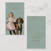 Vintager Hundegehendes niedliches Mädchen-cooles Visitenkarte (Vorne/Hinten)