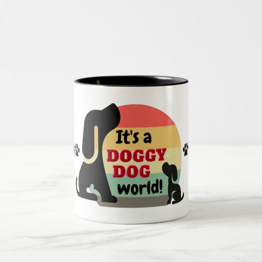 Vintager Hundewelpen Zweifarbige Tasse (Mittel)