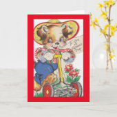 Vintager Hundewuchs Karte (Gelbe Blume)