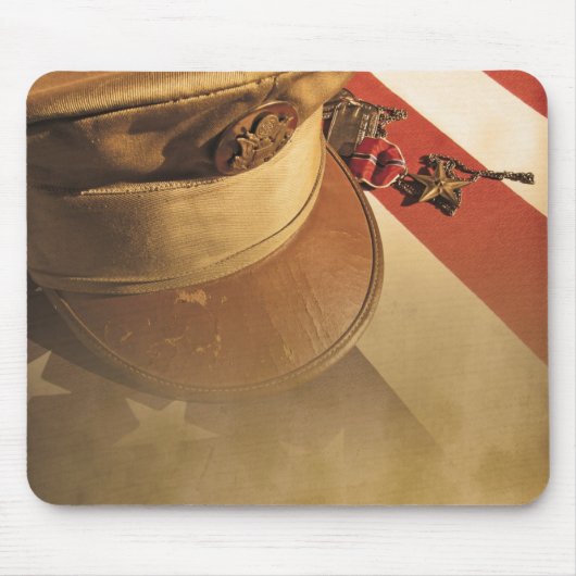 Vintager Hut, Fahne, Medaillenveteranen-Tagesmäuse Mousepad (Vorne)