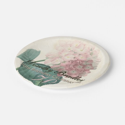 Vintager Hydrangea-70. Pappteller (Schrägansicht)