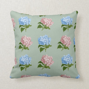 Vintager Hydrangea-Blumenentwurf Kissen