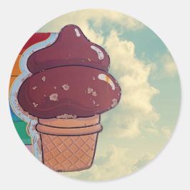 Vintager Ice Creme Cone-Beschriftungsschild Runder Aufkleber