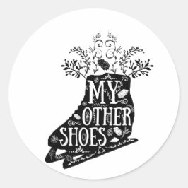 Vintager Ice-Skate Runder Aufkleber