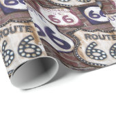 Vintager Iconic Weg 66 Geschenkpapier (Rolleneckpunkt)