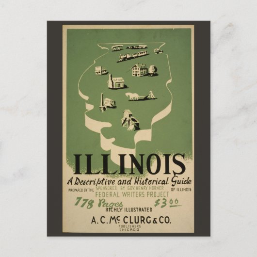 Vintager Illinois Retro Reiseführer Postkarte (Vorderseite)