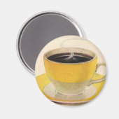 Vintager Illustrationskaffee im Gelben Cup Magnet (Vorderseite/Rückseite)