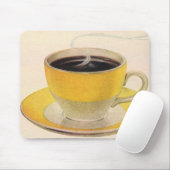 Vintager Illustrationskaffee im Gelben Cup Mousepad (Mit Mouse)