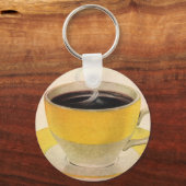 Vintager Illustrationskaffee im Gelben Cup Schlüsselanhänger (Vorderseite)