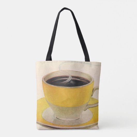Vintager Illustrationskaffee im Gelben Cup Tasche (Rückseite)