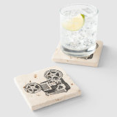 Vintager Illustrationsprojektor Stone Untersetzer (Seitenansicht)