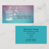 Vintager Illustrationsvogel in einem Käfig Visitenkarte (Vorne/Hinten)