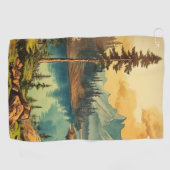Vintager Illustrierter Nationalpark Art Nationalpa Golfhandtuch (Horizontal)