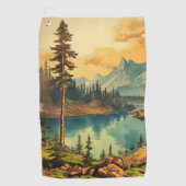 Vintager Illustrierter Nationalpark Art Nationalpa Golfhandtuch (Vorderseite)