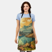 Vintager Illustrierter Nationalpark Art Nationalpa Schürze (Getragen)