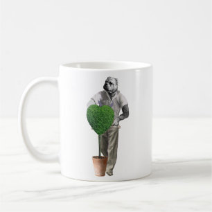 Vintager im Garten arbeitenhund Kaffeetasse