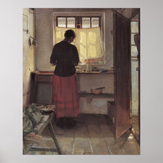 Vintager Impressionismus, Pigen i Køkkenet, Ancher Poster (Vorne)