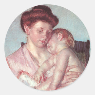 Vintager Impressionismus, Sleepy Baby von Mary Cas Runder Aufkleber