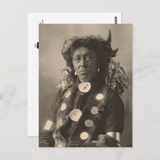 Vintager Indianer: Cloud Man, Assinaboine - Postkarte (Vorne/Hinten)