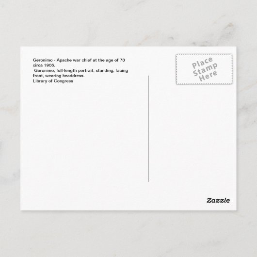 Vintager Indianer Geronimo Apache Postkarte (Rückseite)