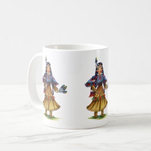 Vintager Indianer in traditioneller Kleidung Kaffeetasse (Vorderseite Links)