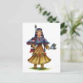 Vintager Indianer in traditioneller Kleidung Postkarte (Stehend Vorderseite)