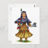 Vintager Indianer in traditioneller Kleidung Postkarte (Vorne/Hinten)