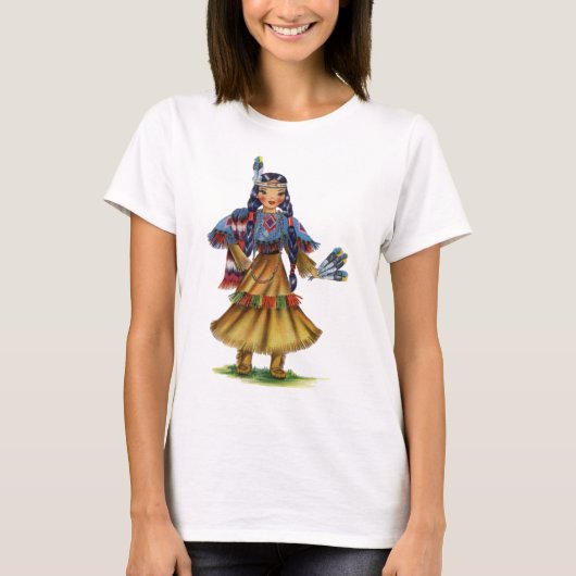 Vintager Indianer in traditioneller Kleidung T-Shirt (Vorderseite)