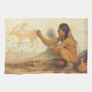 Vintager Indianer, indischer Künstler von Couse Geschirrtuch