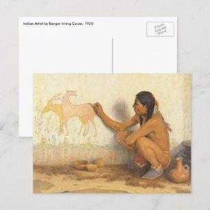 Vintager Indianer, indischer Künstler von Couse Postkarte