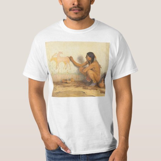 Vintager Indianer, indischer Künstler von Couse T-Shirt (Vorderseite)