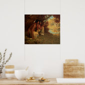 Vintager Indianer, Jagen für Hirsch durch Kouse Poster (Küche)