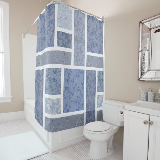 Vintager Indigosteg  Duschvorhang (Beispiel)