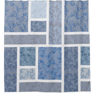 Vintager Indigosteg  Duschvorhang