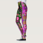 Vintager indischer Boho Floral Black & Lila Leggings (Links)