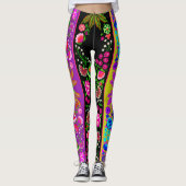 Vintager indischer Boho Floral Multi Leggings (Vorderseite)