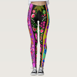 Vintager indischer Boho Floral Multi Leggings