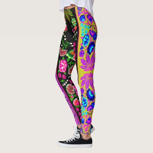 Vintager indischer Boho Floral Multi Leggings (Links)