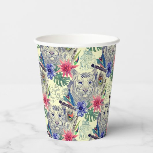 Vintager indischer Stil Tiger Muster Pappbecher (Rückseite)