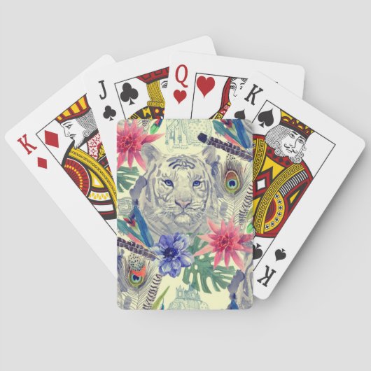 Vintager indischer Stil Tiger Muster Spielkarten (Rückseite)