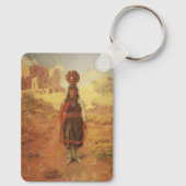 Vintager indischer Wasserträger von EW Rollins Schlüsselanhänger (Rückseite)