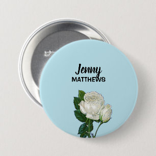 Vintager individuelle Name mit Rosen auf weißem Ro Button